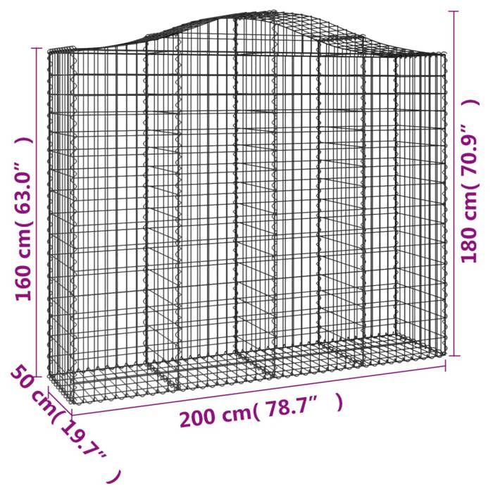 VidaXL 7x Arched Gabion Baskets Arched Gabion Cages Gabion Walls Garden Fences Terrace Outdoor 3145708
