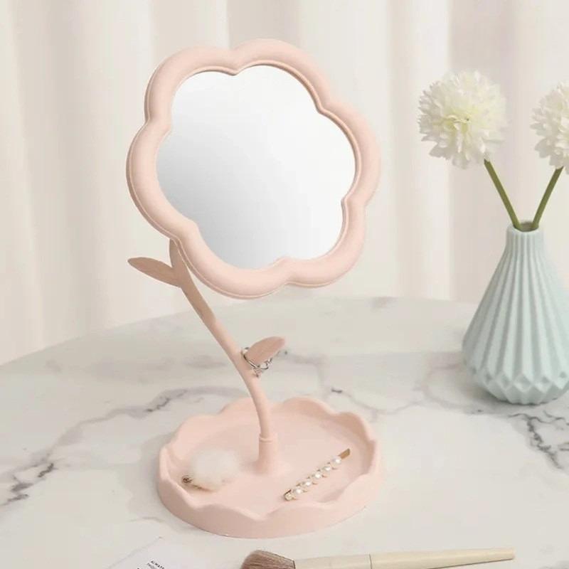 1pc Charming Sunflower Makeup Mirror with Storage Tray - 360° Swivelling,Adjustable Vanity Mirror Perfect for Bedroom Decoration