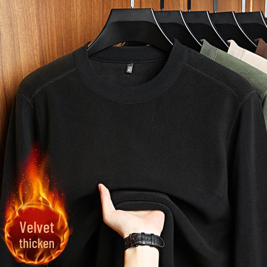 Specht Herren Fleecegefüttertes Rundhals-Sweatshirt - Langärmlig, Verdickt, Lässige lockere Passform für Herbst/Winter