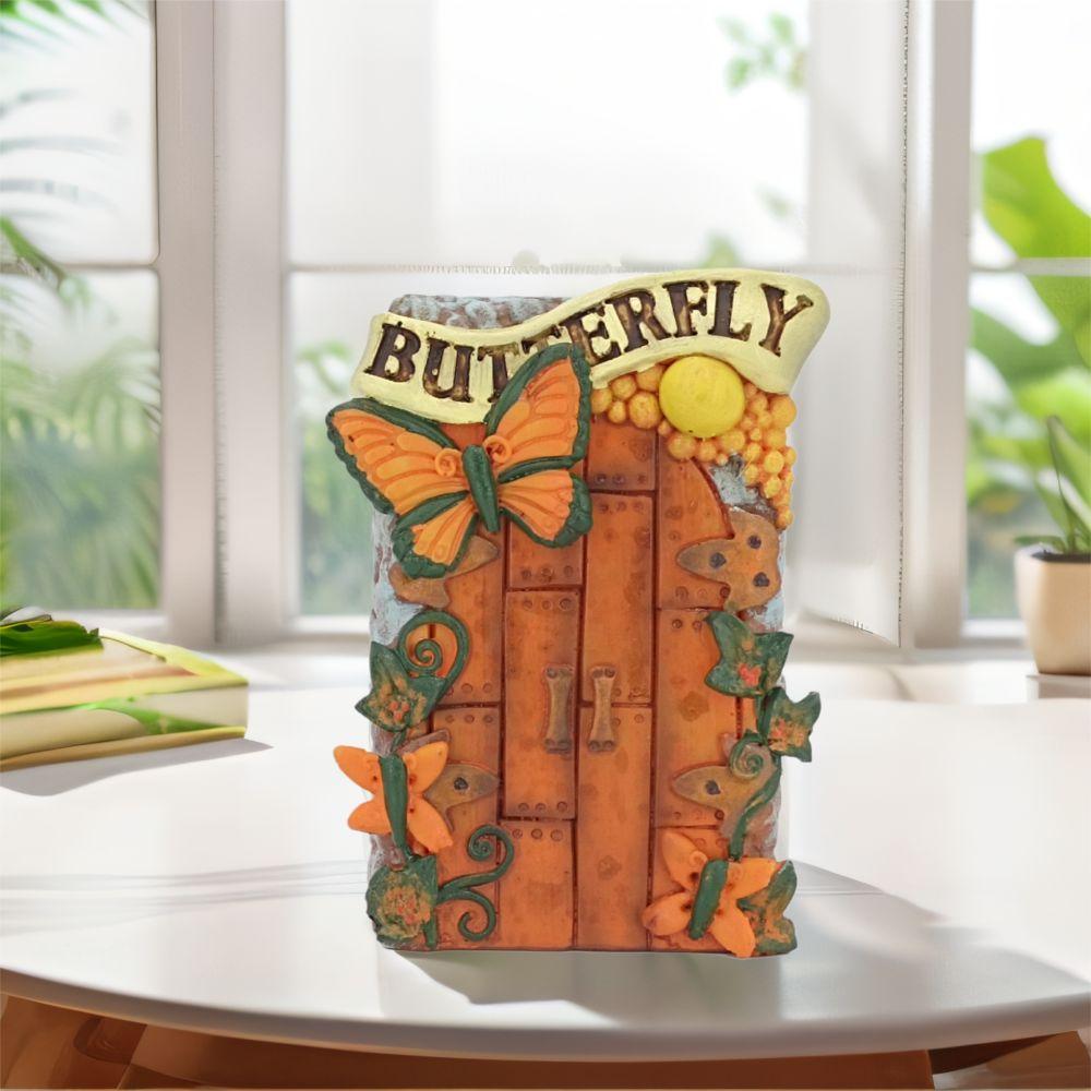Resin Crafts Miniature Garden Door Cute Garden Fairy Gate  Desktop Decoration