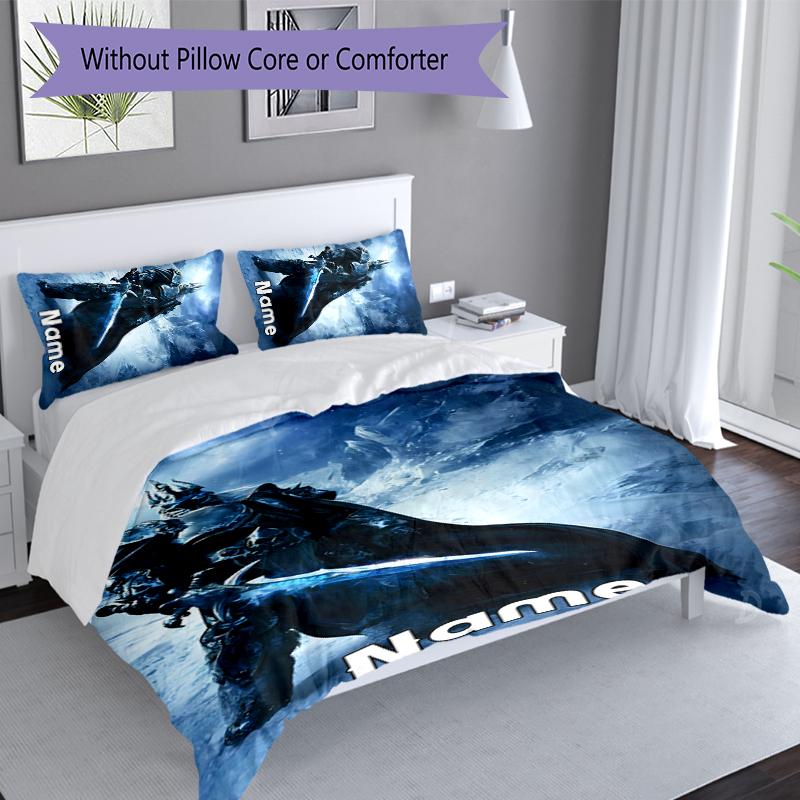 3pcs Custom Name World of Warcraft Bedding Set,Includes 1 Duvet Cover and 2 Pillowcases,All-season Bedroom Decor