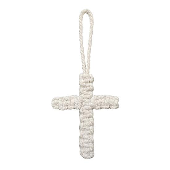 Cotton Rope Braided Pendant Keychain Religious Symbol of Christianity Hand-Woven Braided Keyring Bag Accessories
