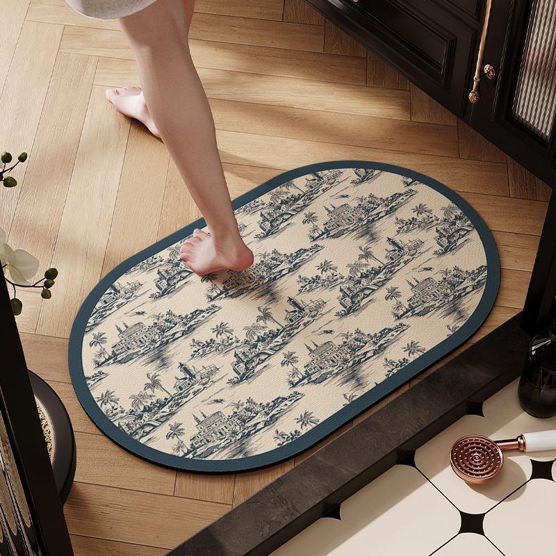 Vintage Bathroom Mat Luxury High-End Diatomaceous Earth Water-Absorbent Non-Slip Bathroom Shower Room Door Quick-Dry Foot Mat
