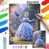 Cinderella Blue Dress Bird Garden Digital Oil Painting Art Painting Handmade Diy Home Decorations