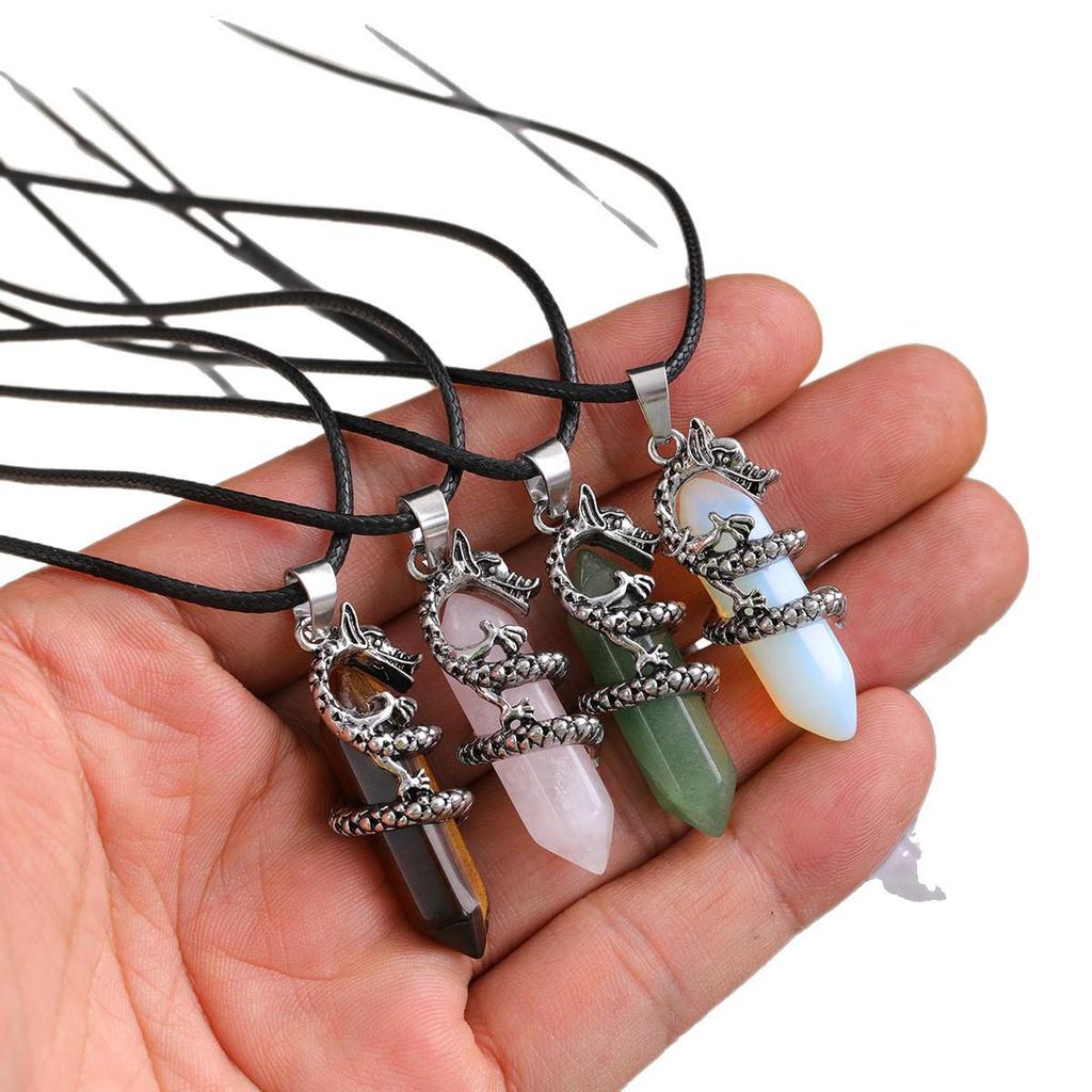 Chinese Crystal Dragon Hexagonal Pendant Fashion Accessory