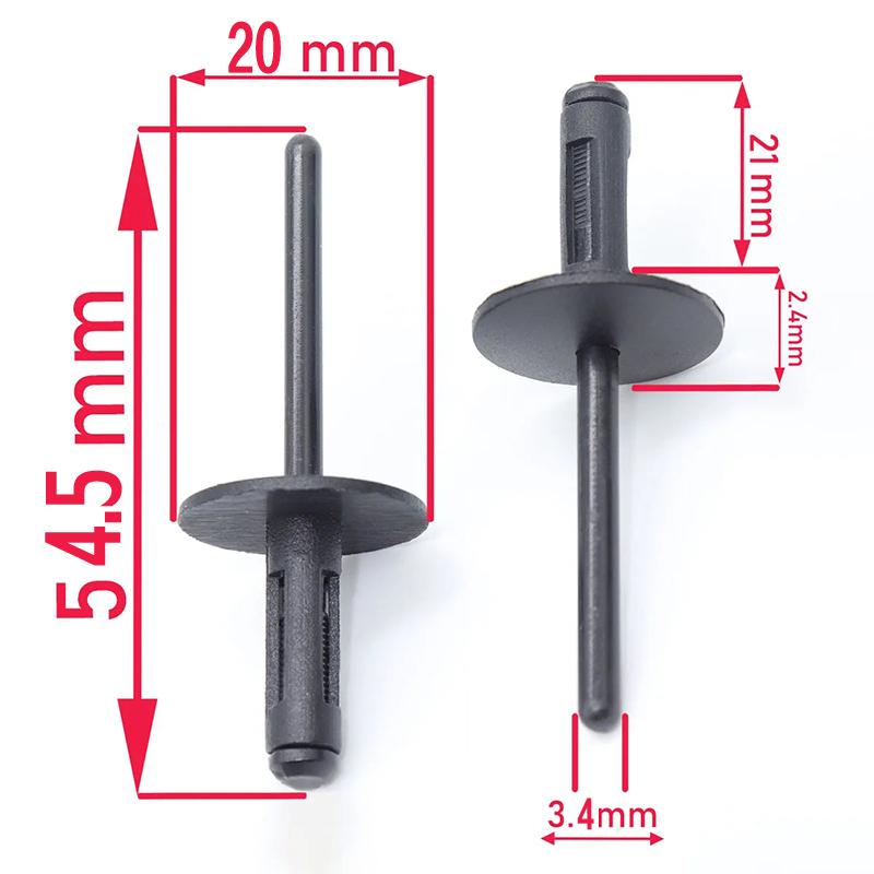 Black Plastic Rivet Clip Retainer Fastener Blind Rivets Head Break Mandrel Blind Nail Rivets for BMW VW Chrysler Ford