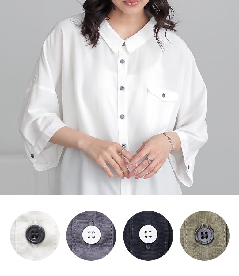 Oshare Walker Pocket Hemline Short Plus Dolman Loose Perfect for tjn0210 n'OrLABEL [Chest Shirt] Women's Top, 3/4 Sleeve, Sleeve, Casual, Size, Style,