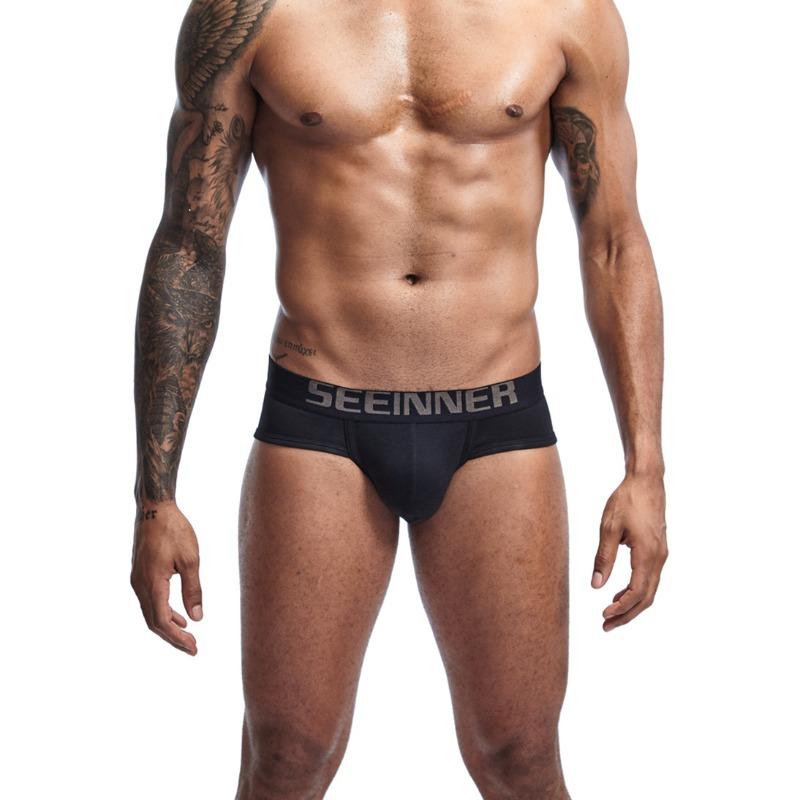 Heren sexy effen kleur puur katoen hoge kwaliteit slip, zak U convex trendy herenslip