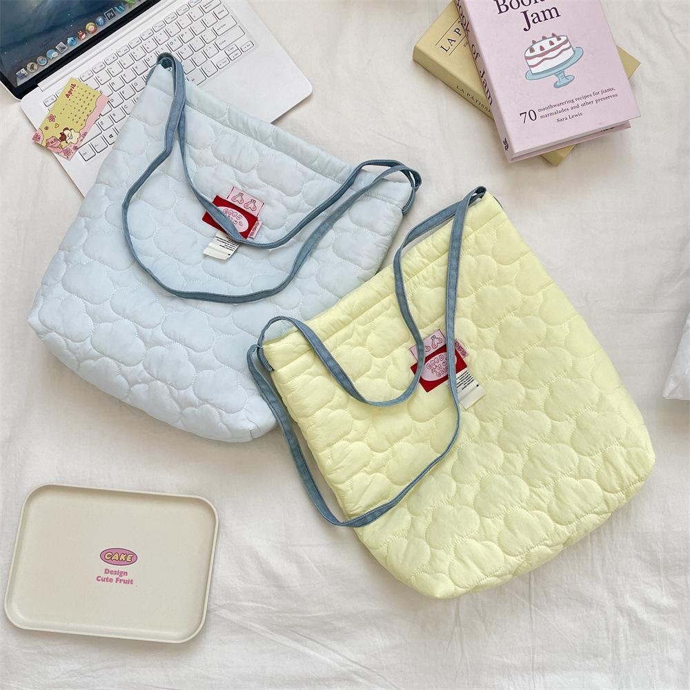 New quilted padded one-shoulder crossbody schoolbag for student women, practical large-capacity one-shoulder bag for women