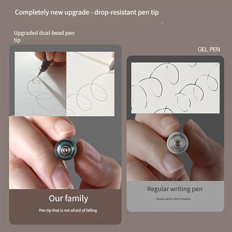 3pcs Retro-Style Nappa Side-Button Gel Pens, Including 2 Random Pens And 6 Ink Refills. They Feature 0.5Mm Black Ink for a Comfortable Grip