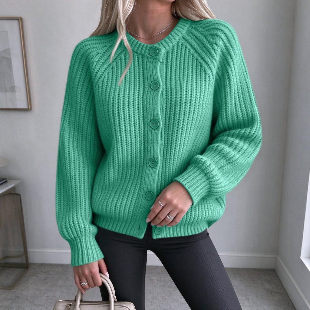 Women's Color Long Sleeve Open Front Knit Cardigan Sweater