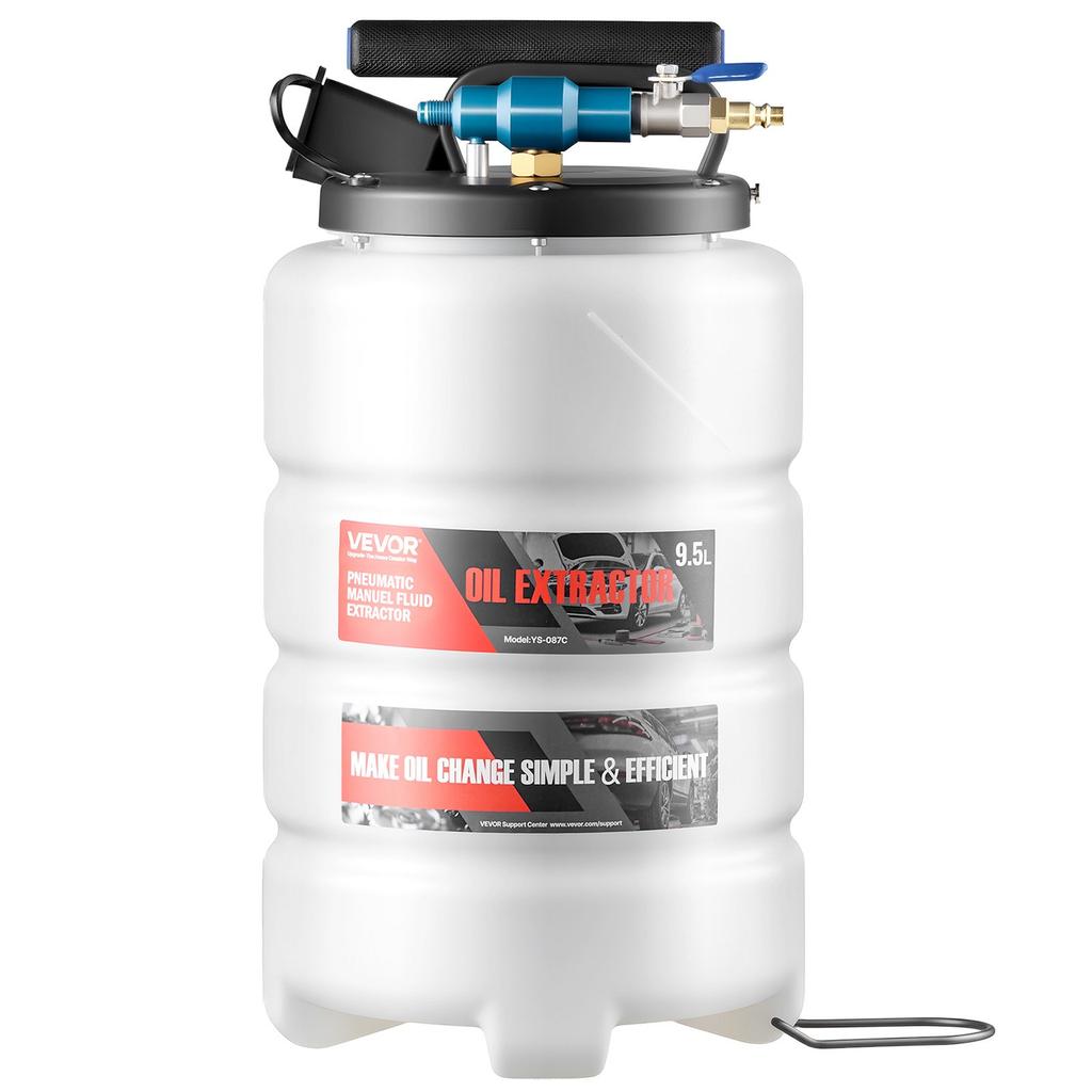 VEVOR Fluid Extractor, 9.5 L Capacity, Pneumatic/Manual Vacuum Fluid Extractor with 150 Cm Long Horse & Three 120 Cm Extension Tubes