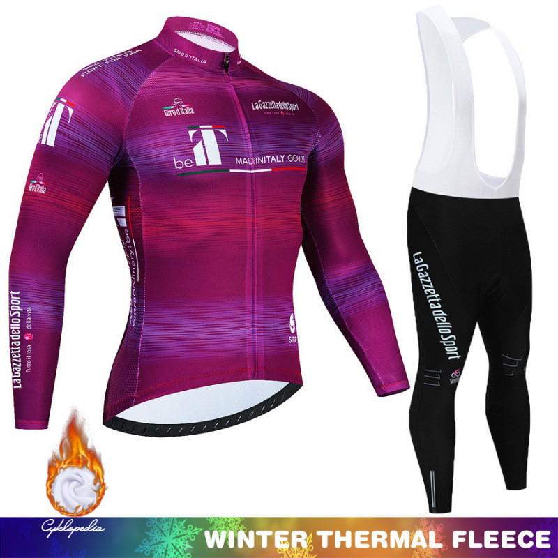 Winter Thermal Cycling Bib Tights Set With Long Sleeve Jersey Road Bike Riding Men Women