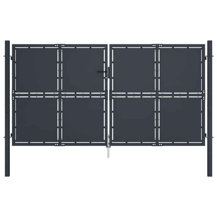 Portail de jardin - VIDAXL - Acier - 300x150 cm - Anthracite - Battant