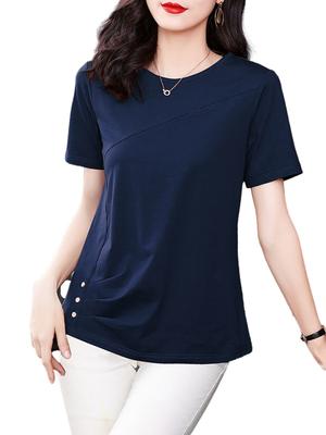 Frauen Sommer Frühling Mode Baumwolle Blusen Shirts Dame Mode Lässig Kurzarm Oansatz Einfarbig T-shirt Blusas Tops