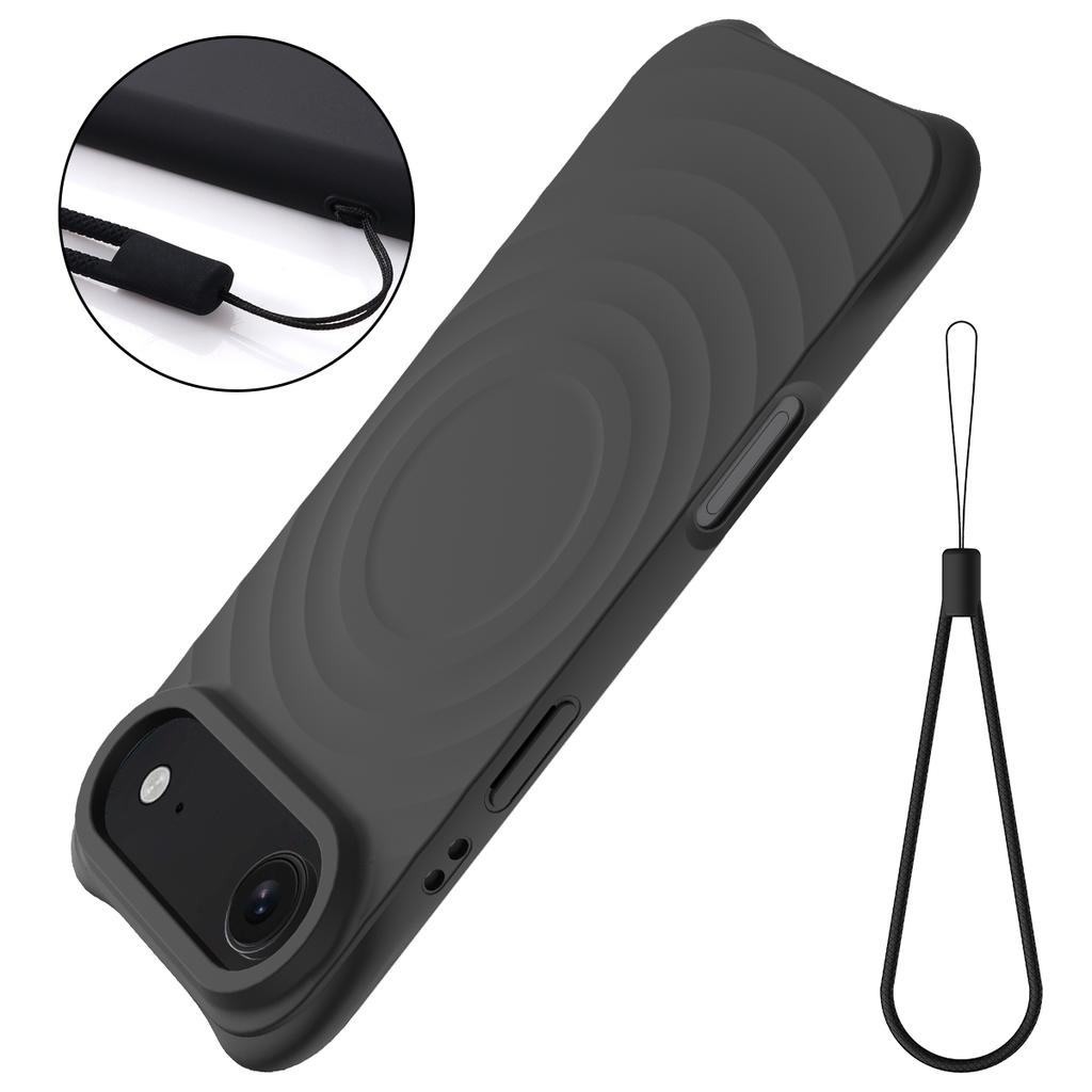 For iPhone 17 Air Case Compatible with MagSafe Ripple Texture Liquid Silicone Protective Cover with Strap