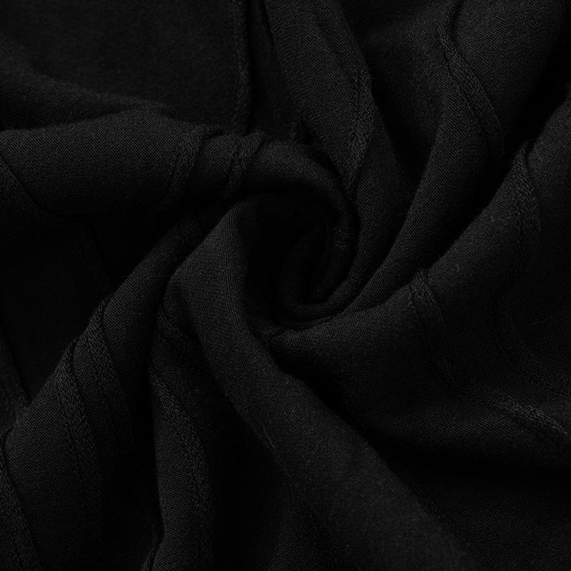 Women's Autumn Solid Color Round Neck Wavy Stripe Long Sleeve Bodycon Dress