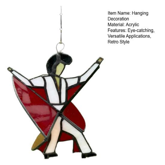 Dancing King Hanging Decoration Stained Glass Style Spinner Kinetic Acrylic Hanging Ornament for Window Porch Garden Artistic Housewarming Gift