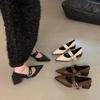 Dámské Sandály Baleríny Žena Špičaté Nýt Jednoduché Boty Nízké Sandály Ženské Silná Podrážka Mary Janes Zapatos De Mujer