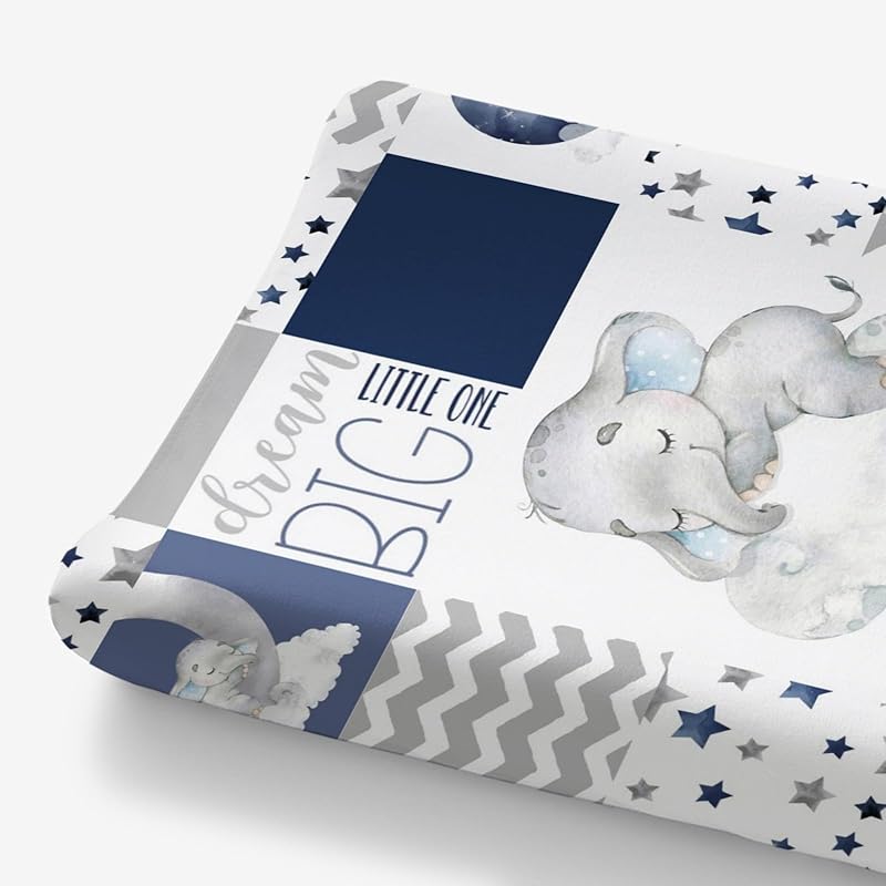 HawSkgFub Чехол для пеленального матрасика Спящий слон Цветочный для девочек Розовый, Мечтай по-крупному Малышка Цветочные чехлы для пеленального столика, Мягкий Эластичный Безопасный one size