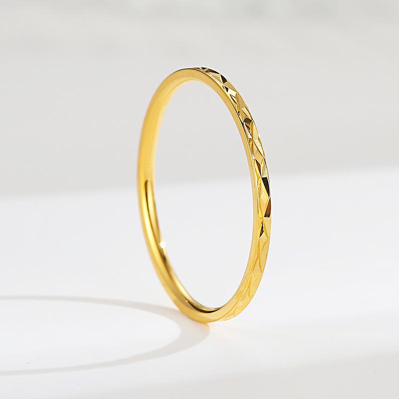 18k Gold Plated Ring Moissanite Engagement Wedding Band Stainless Steel Fade Resistant Trendy Jewelry