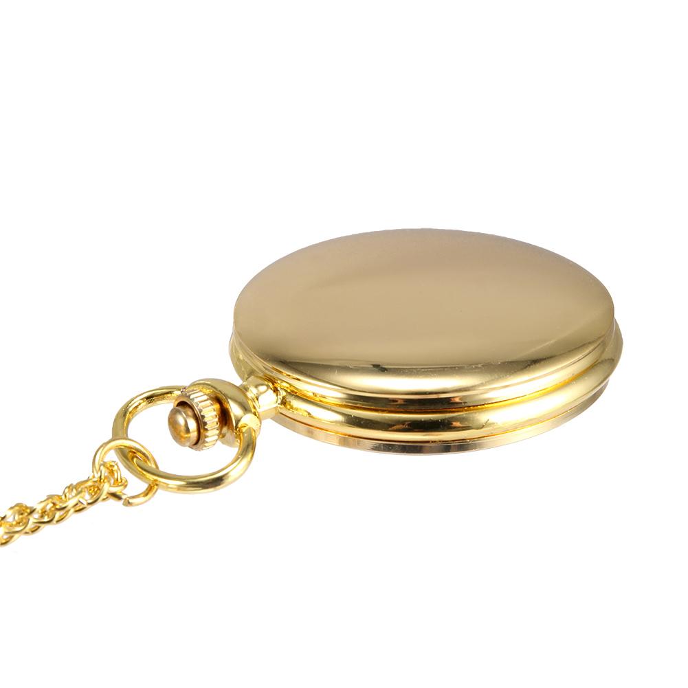 Gold Vintage Quartz Pocket Watch,Fashionable  Unisex Smooth Necklace Watch for Gifts,Dual-Display Roman Numeral Quartz Watch