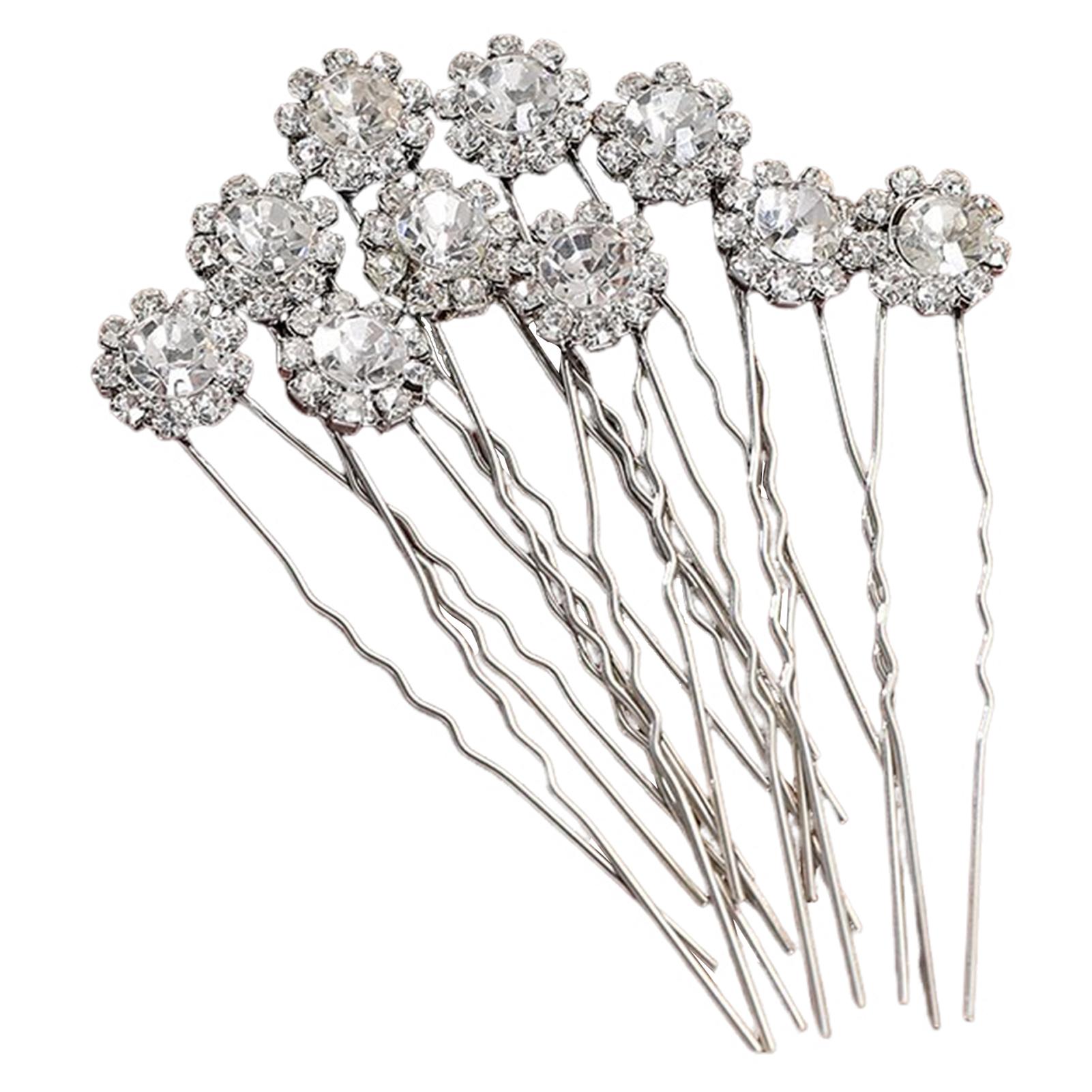 

12Pcs Hairpins Crystal Bridal Hairpin Set Ancient Style Crystal Hair Clasp Elegant Hairpin For Costume Party Hair Accessories серебряный