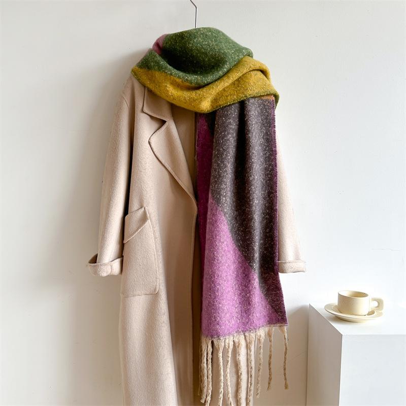 Women Autumn Winter Scarf For Female Fashion Tassel Long Neckerchief Men Intensification Warm Shawl Europe America Elegant Wraps