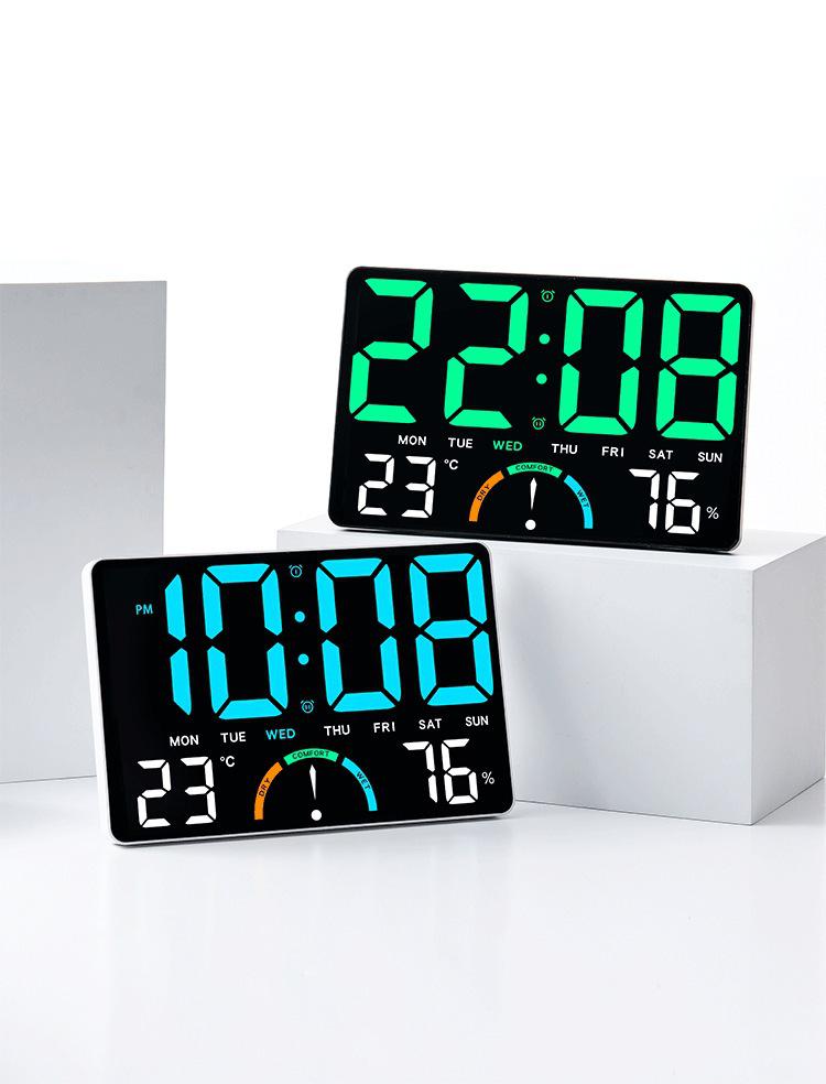 Large LED Wall Clock with Stand, Digital Multifunction GH9008