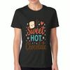 Sweet Hot Chocolate Women's Cotton T Shirt, Premium Cotton Quality Print, Durable, Leisure And Fashion, Featuring A Marshmallow,Heart,Stars, And Hot C