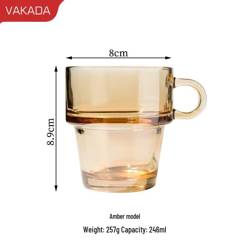VAKADA Glass Coffee and Tea Mug with Handle
