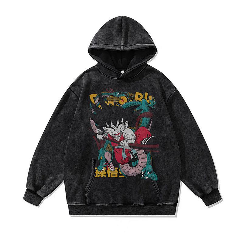 Niche Trend Cartoon Digital Direct Injection Printing Hoodie 430G Heavy Cotton Washed Sweater Men And Women Tide