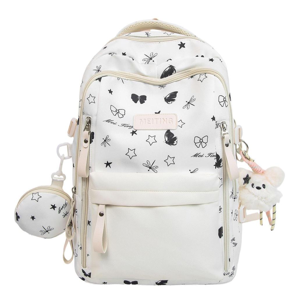 Schoolbag New Japanese Ins High Value Fresh Sweet Cute Butterfly Graffiti Backpack Junior High School Students Lightweight Backpack