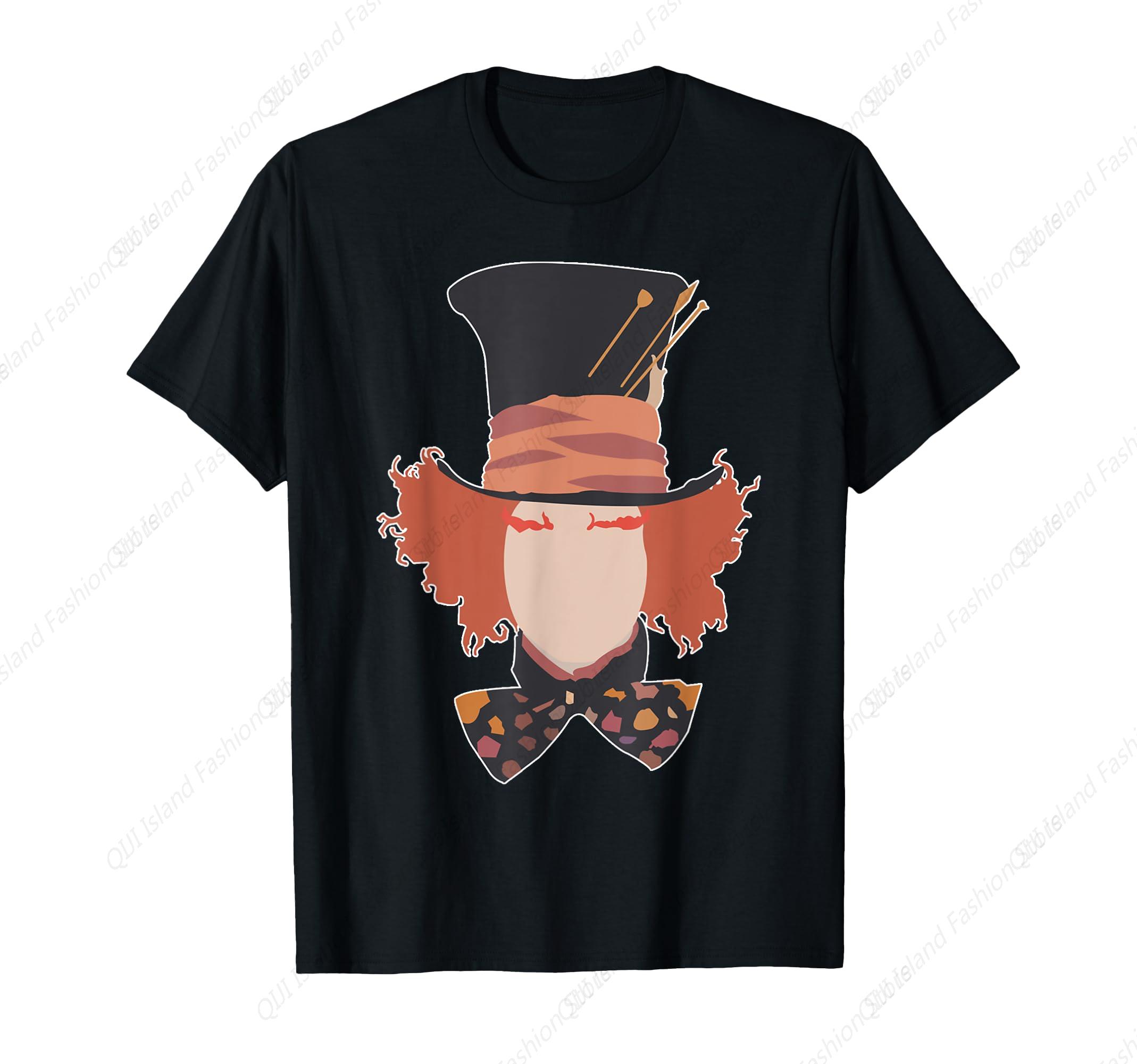 Mad Hatter Alice Minimalist Were All Mad Wonderland TShirt S
