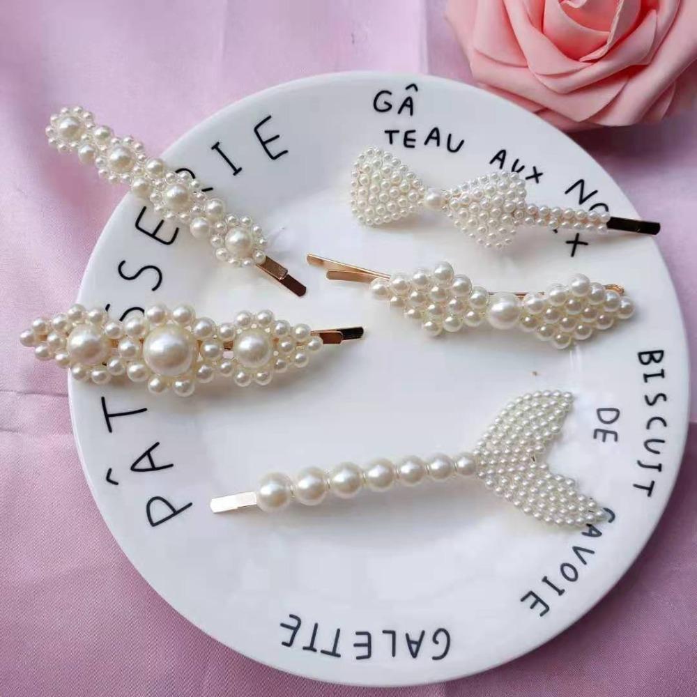 18 Stück/Set Seitenclips Zink Zinklegierung Haarspangen Pony Clip Entenschnabelclips Elegantes Perlen-Haarnadel-Set Dame