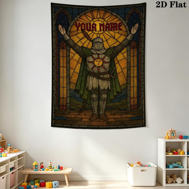 Custom Name Dark Souls Wall Tapestry Aesthetic Wall Hanging Printed Fabric Blanket Decorative Tapestries for Bedroom Living Room Home Decor
