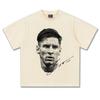 2025 Unisexs Short Sleeve Messi Messi American Football Head Vintage Print Fashion Loose Wash Heavy Short Sleeve Tshirt