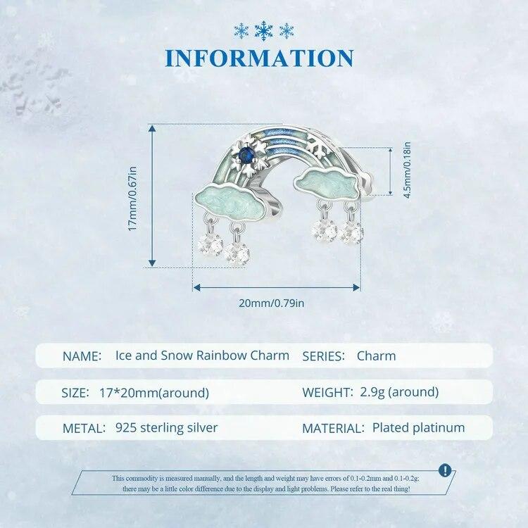 WOSTU 925 Sterling Sølv Smeltende Is Snøkrystall Anheng Blå Opal Kjærlighetshjerte Regnbue Charm Passer Original Armbånd DIY Vintergave