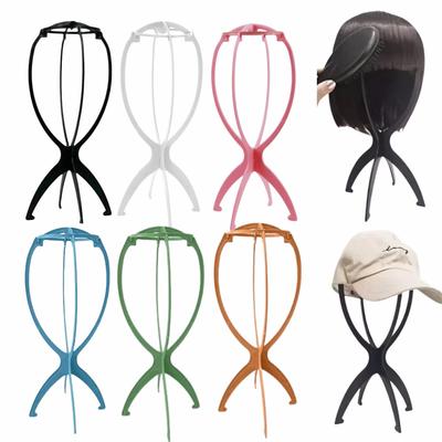 Lot de 3 supports de perruques stables et pliables pour perruques et chapeaux, outil de coiffure pour l'entraînement à la coupe de cheveux et l'utilisation à domicile
