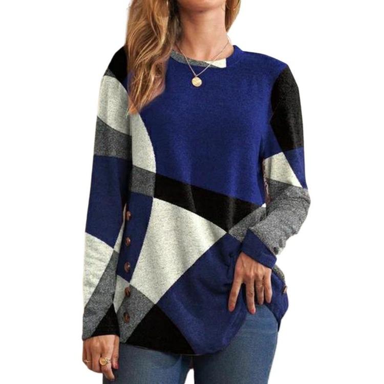 Women Casual Long Sleeve Blouse Shirt O Neck Spring Autumn Fashion Top