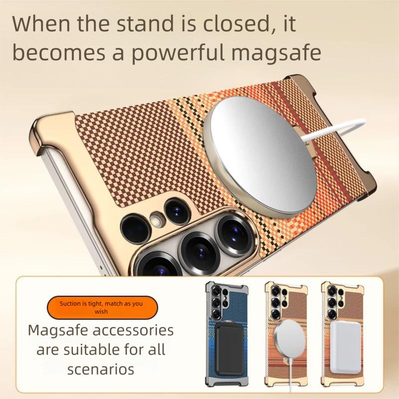 Luxe Metalen Bumper Case voor Samsung Galaxy S26 Ultra/S25 Ultra/S24 Ultra Magnetische Cover met 360° Ring Standhouder Randloos