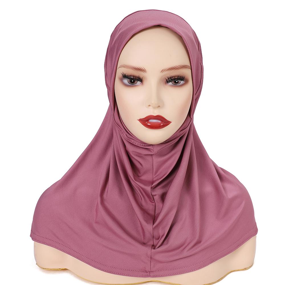 Stretch Turban Cap Hijab Islamic Full Cover Underscarf Bonnet Ready To Wear Snap Fastener Instant Hijab For Muslim Women