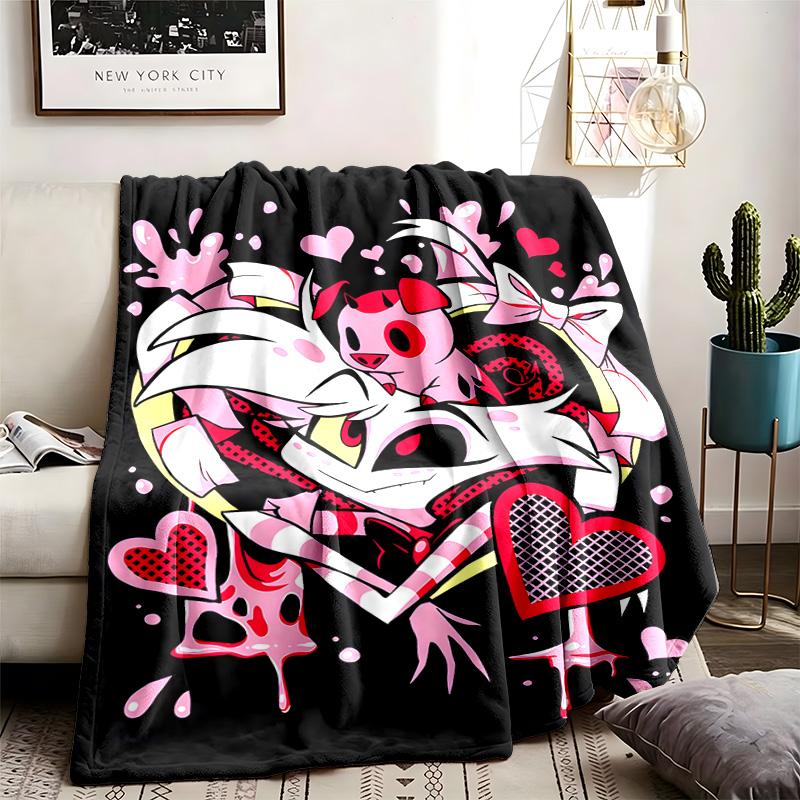 Hazbin Hotel Theme Blanket Suitable For The Sofa Camping And Travel Made Of Soft Flannel Material An Ideal Gift For Occasions Such As Birthday