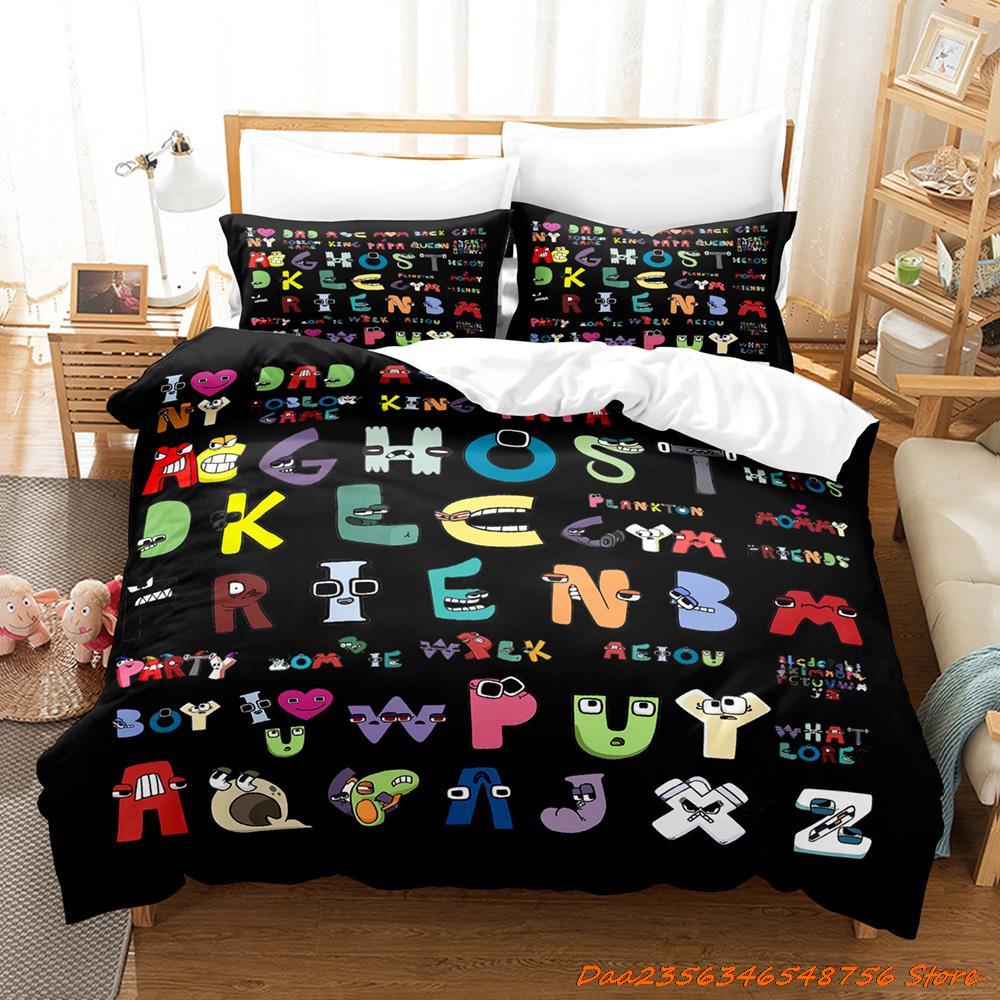 Comforter 26 Alphabet Lore Bedding Set Cartoon Anime Three-Piece Set Adult Kid Bedroom Duvet Sets Enlightenment 3D Print Kawaii