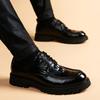 Men's casual leather shoes crocodile pattern fashion platform height-increasing wedding shoes men's green British formal men's shoes