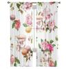 Watercolor Macaroons Rose Blossom Cherry Cakes Teacup Sheer Curtains Living Room Tulle Window Curtain Bedroom Kitchen Drapes