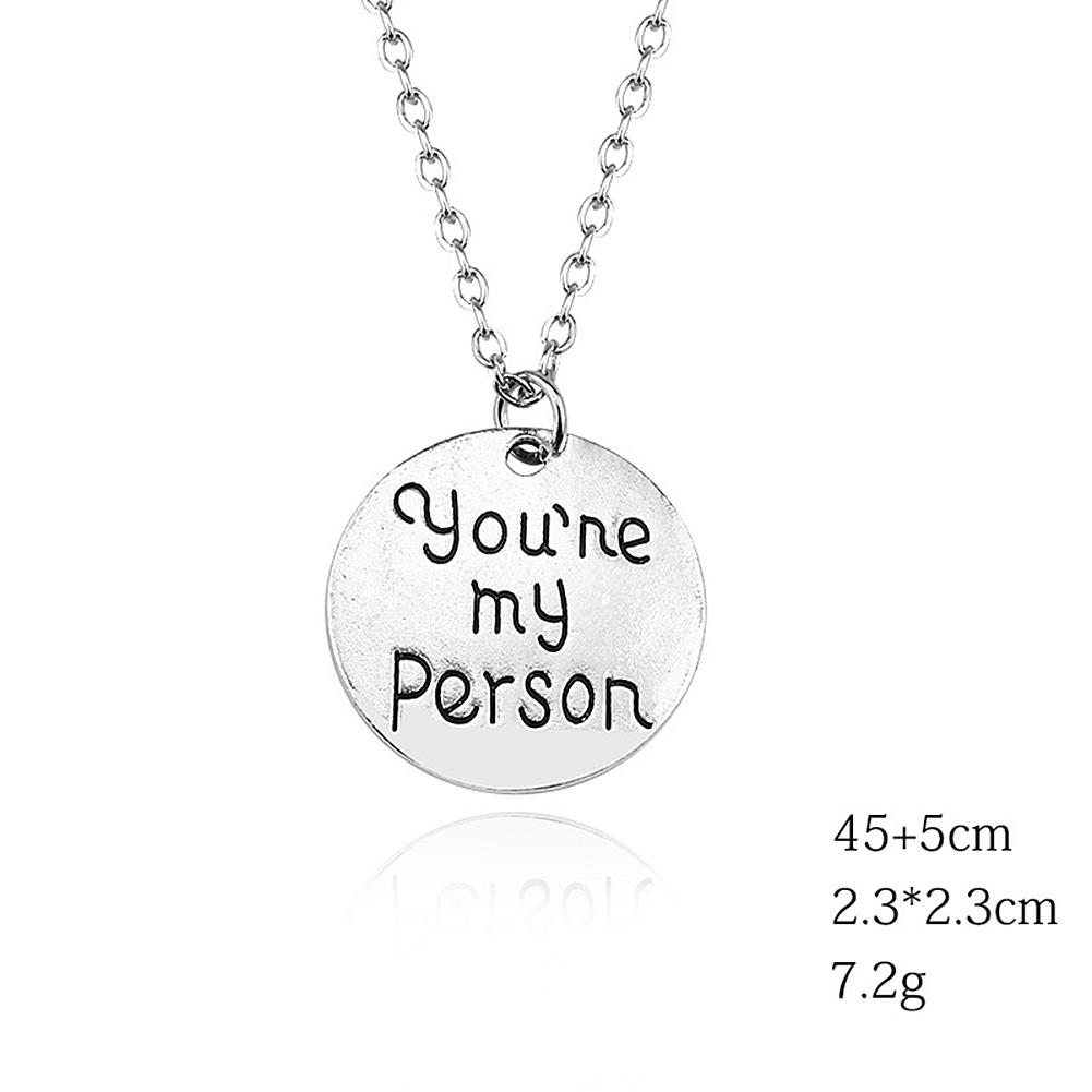 Fashion Round Medallion Neck Chain with YOU ARE MY PERSON Letters Creative Lover Necklace