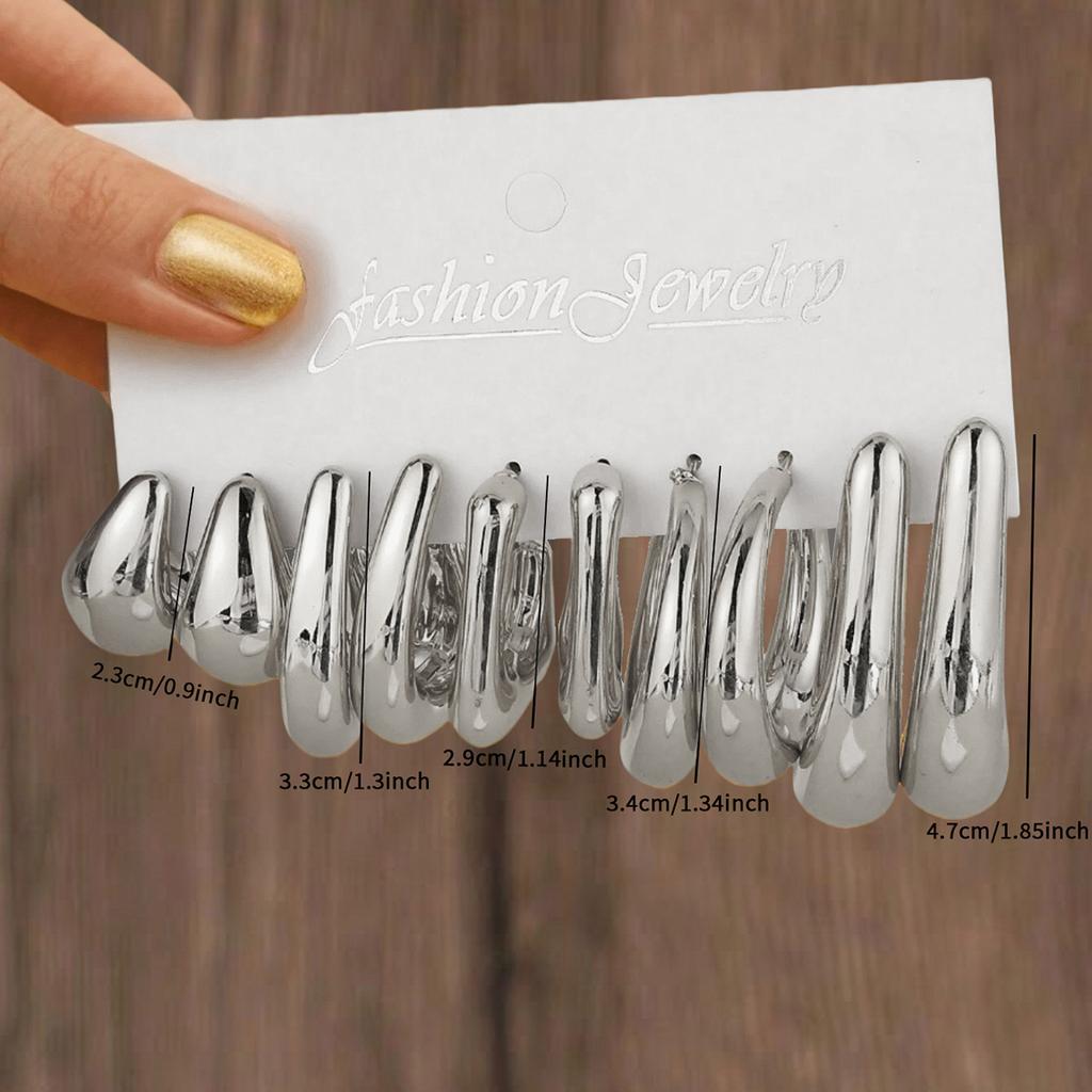 Fashion Thick Water Drop C-shaped Earrings Retro Punk Geometric Elegant Women's Hoop Earrings Daily Gatherings Holiday Gifts