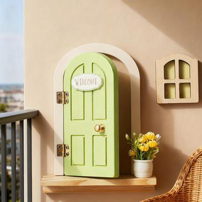 Drewniane Drzwiczki dla Wróżek i Elfów na Balkon Zestaw Dekoracja Ściany Pokoju Mini Drzwiczki dla Wróżek Rękodzieło Ozdoby Bajkowy Styl Dekoracja Domu dla Dzieci