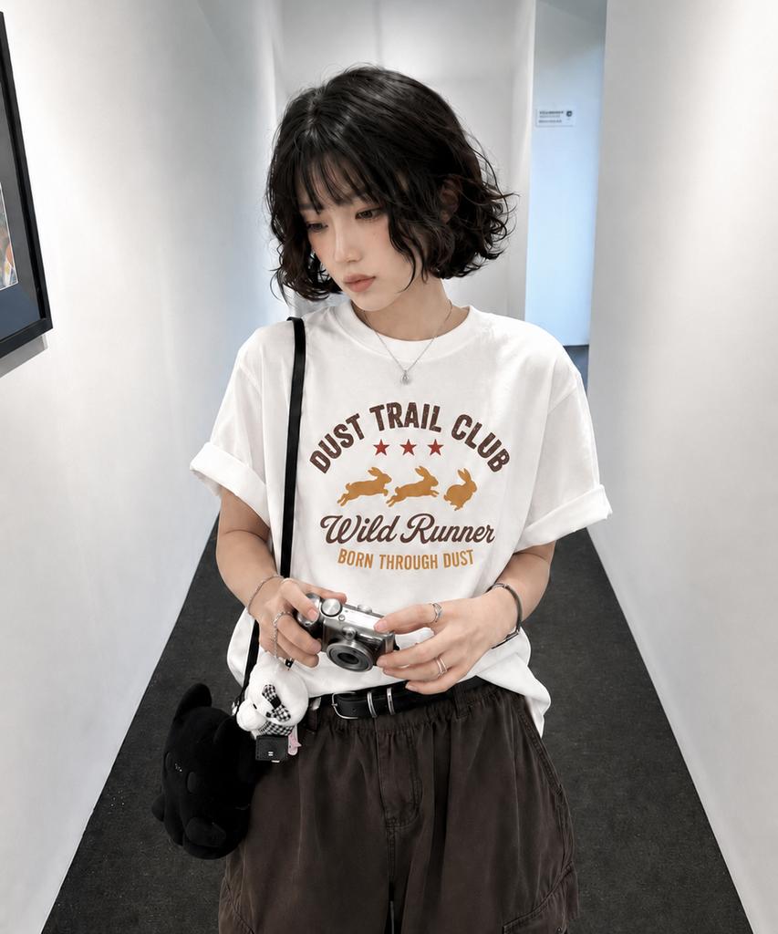 QUTON Rabbit Runner Oversized Heavy Short Sleeve T-Shirt